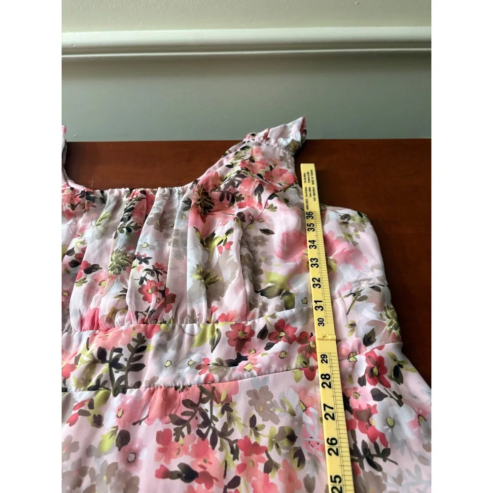 Signature Ella Pink Floral Empire Waist Chiffon Dress Plus Size 20W Sleeveless - Picture 6 of 7